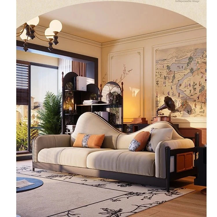 アッシュ材パイン使用 モダンデザイン ソファー | 優雅な曲線と快適性を両立 | リビングルームにぴったり fbgym-4749