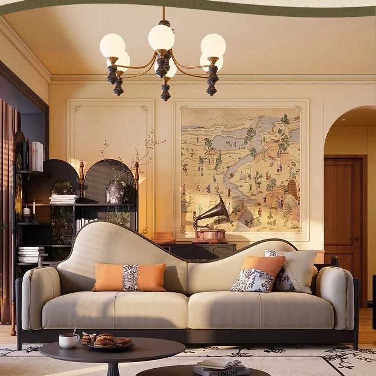 アッシュ材パイン使用 モダンデザイン ソファー | 優雅な曲線と快適性を両立 | リビングルームにぴったり fbgym-4749