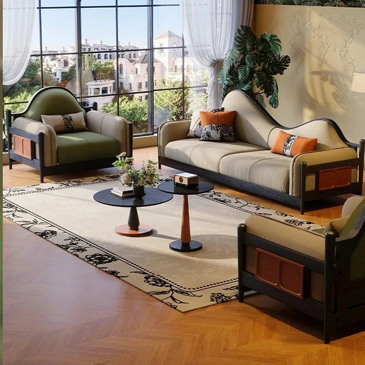 アッシュ材パイン使用 モダンデザイン ソファー | 優雅な曲線と快適性を両立 | リビングルームにぴったり fbgym-4749