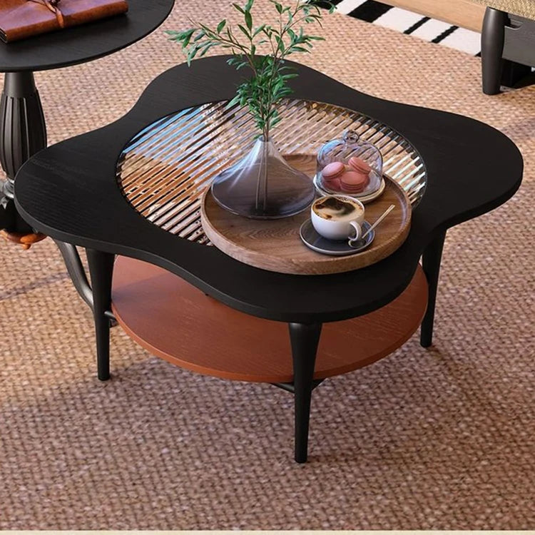 アッシュ材ガラスセンターテーブル|丸みを帯びたデザインでスタイリッシュなリビング空間を演出【サイズ:28.3インチ】 fbgym-4752