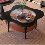 アッシュ材ガラスセンターテーブル|丸みを帯びたデザインでスタイリッシュなリビング空間を演出【サイズ:28.3インチ】 fbgym-4752