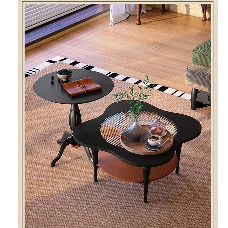 アッシュ材ガラスセンターテーブル|丸みを帯びたデザインでスタイリッシュなリビング空間を演出【サイズ:28.3インチ】 fbgym-4752