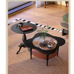 アッシュ材ガラスセンターテーブル|丸みを帯びたデザインでスタイリッシュなリビング空間を演出【サイズ:28.3インチ】 fbgym-4752