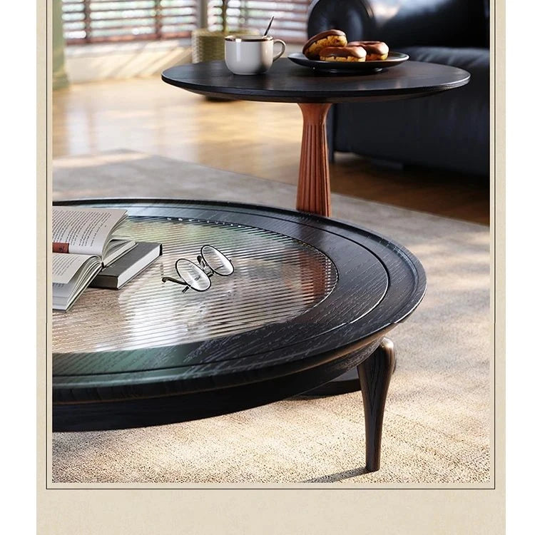 アッシュ材ガラスセンターテーブル - エレガントなリビングルームを演出するスタイリッシュなインテリア家具 fbgym-4753