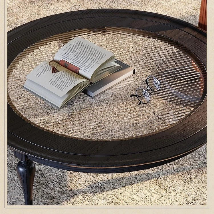 アッシュ材ガラスセンターテーブル - エレガントなリビングルームを演出するスタイリッシュなインテリア家具 fbgym-4753