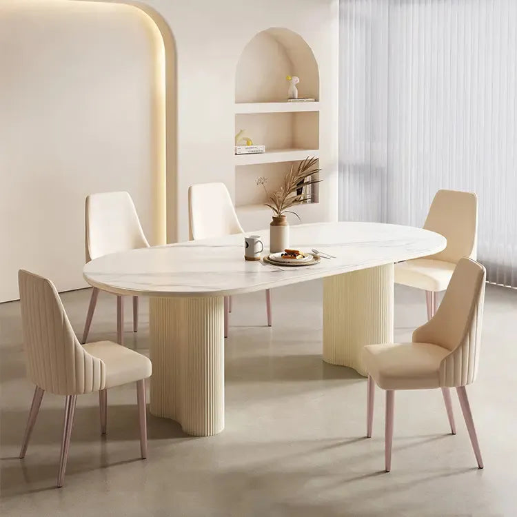 テーブル ホワイト セラミック 合成皮革 fcjp-001-table