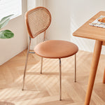 アッシュ材&ラタン使用チェア 高級感溢れる合成皮革座面2脚 fcp-1283