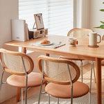 アッシュ材&ラタン使用チェア 高級感溢れる合成皮革座面2脚 fcp-1283