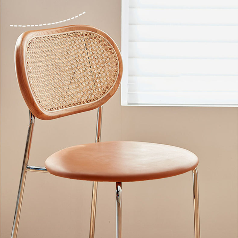 アッシュ材&ラタン使用チェア 高級感溢れる合成皮革座面2脚 fcp-1283