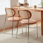 アッシュ材&ラタン使用チェア 高級感溢れる合成皮革座面2脚 fcp-1283