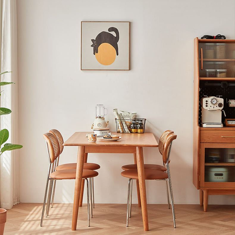 アッシュ材&ラタン使用チェア 高級感溢れる合成皮革座面2脚 fcp-1283