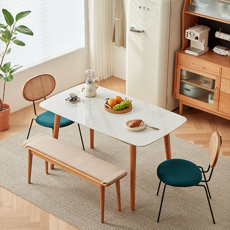 チェリー材とラタン使用の高級ベルベットチェア2脚 fcp-1285