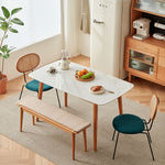 チェリー材とラタン使用の高級ベルベットチェア2脚 fcp-1285