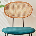 チェリー材とラタン使用の高級ベルベットチェア2脚 fcp-1285