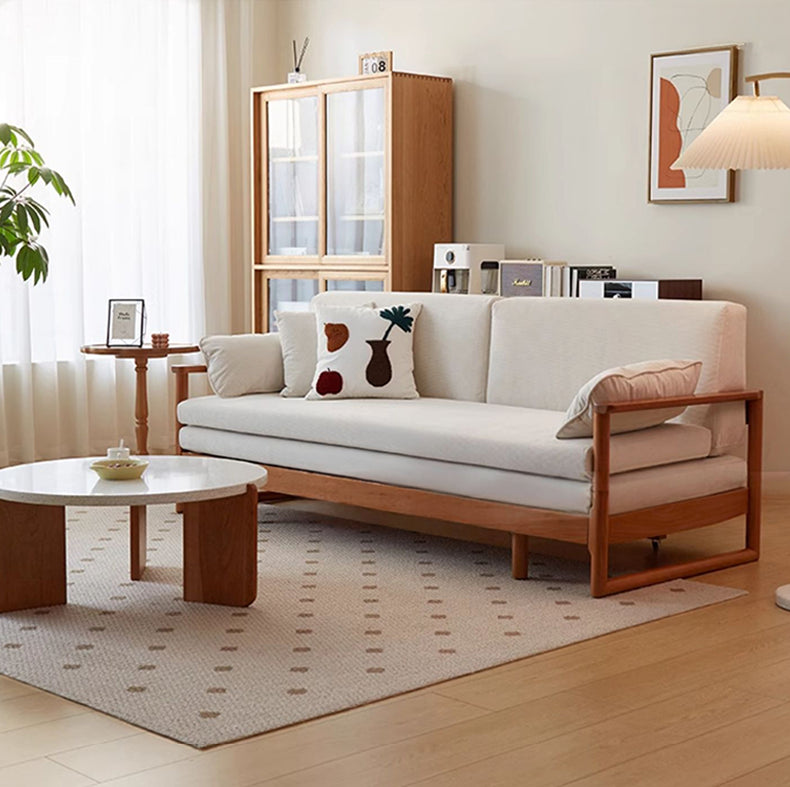 高級チェリー材&ケヤキ仕様コーデュロイソファー | エレガンスと快適を極めた一品 fcp-1289