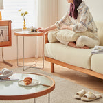 ガラスとチェリー材のエレガントなセンターテーブル モダンデザインfcp-1290