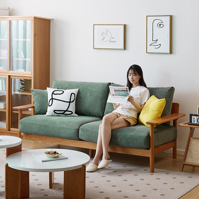 「チェリー材&アッシュ材使用!高品質シリコンフィル&コーデュロイの高級ソファ」 fcp-1300