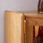 チェリー材とラタンを使用したガラス多層板キャビネット|スタイリッシュ収納家具 fcp-1306