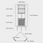 チェリー材とラタンを使用したガラス多層板キャビネット|スタイリッシュ収納家具 fcp-1306