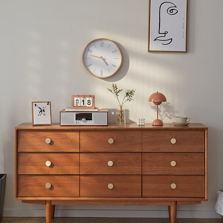 高級チェリー材使用 多層板&銅製 キャビネット - モダンデザイン 収納家具 fcp-1309