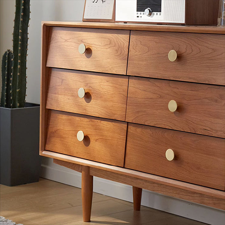 高級チェリー材使用 多層板&銅製 キャビネット - モダンデザイン 収納家具 fcp-1309