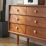 高級チェリー材使用 多層板&銅製 キャビネット - モダンデザイン 収納家具 fcp-1309