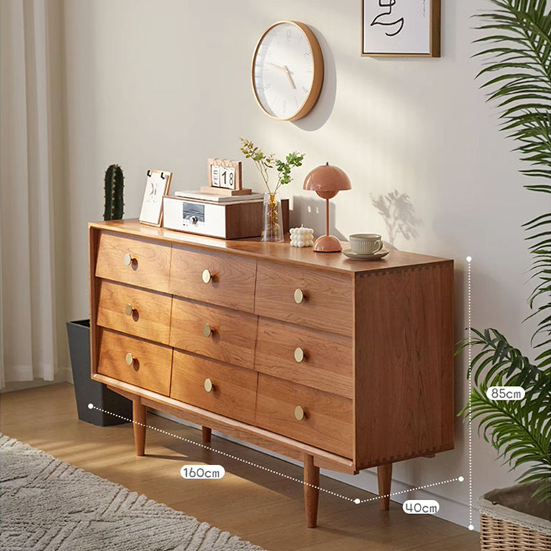 高級チェリー材使用 多層板&銅製 キャビネット - モダンデザイン 収納家具 fcp-1309