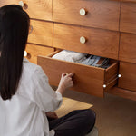 高級チェリー材使用 多層板&銅製 キャビネット - モダンデザイン 収納家具 fcp-1309