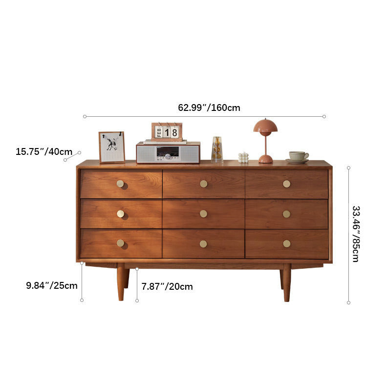 高級チェリー材使用 多層板&銅製 キャビネット - モダンデザイン 収納家具 fcp-1309