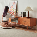 「天然チェリー材とケヤキ使用 高級ガラス&銅装飾のオシャレなテレビ台」 fcp-1310