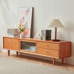 「天然チェリー材とケヤキ使用 高級ガラス&銅装飾のオシャレなテレビ台」 fcp-1310