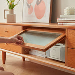 「天然チェリー材とケヤキ使用 高級ガラス&銅装飾のオシャレなテレビ台」 fcp-1310