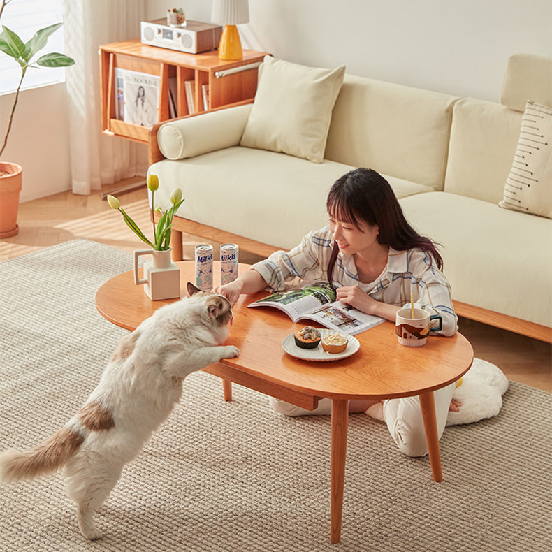 チェリー材&銅 センターテーブル 高級感溢れるデザイン fcp-1316