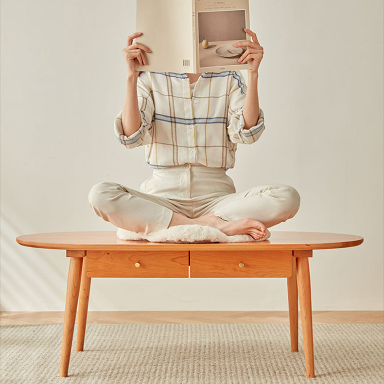 チェリー材&銅 センターテーブル 高級感溢れるデザイン fcp-1316