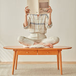 チェリー材&銅 センターテーブル 高級感溢れるデザイン fcp-1316