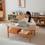 チェリー材×強化ガラス×ラタンの高級センターテーブル - モダンデザイン&耐久性抜群 fcp-1320