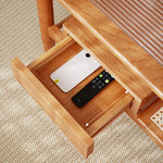 チェリー材×強化ガラス×ラタンの高級センターテーブル - モダンデザイン&耐久性抜群 fcp-1320