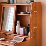チェリー材使用の多層板 コルク ガラス製化粧台 - 高級デザインと実用性を兼ね備えた美しさ fcp-1321