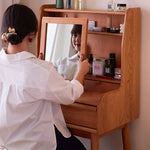 チェリー材使用の多層板 コルク ガラス製化粧台 - 高級デザインと実用性を兼ね備えた美しさ fcp-1321