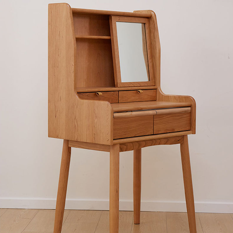 チェリー材使用の多層板 コルク ガラス製化粧台 - 高級デザインと実用性を兼ね備えた美しさ fcp-1321