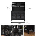 スタイリッシュな黒キャビネット| 多層板とガラス製 | ダイニングやリビングに最適 | おしゃれな収納ソリューション fcr-4814