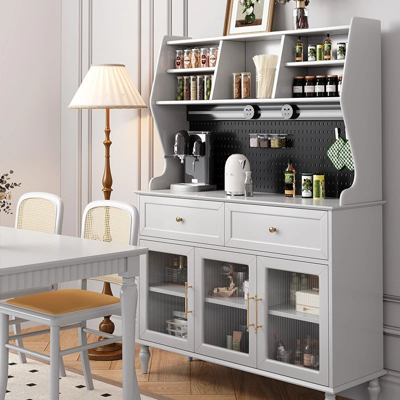 スタイリッシュな黒キャビネット| 多層板とガラス製 | ダイニングやリビングに最適 | おしゃれな収納ソリューション fcr-4814