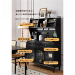 スタイリッシュな黒キャビネット| 多層板とガラス製 | ダイニングやリビングに最適 | おしゃれな収納ソリューション fcr-4814