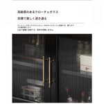 スタイリッシュな黒キャビネット| 多層板とガラス製 | ダイニングやリビングに最適 | おしゃれな収納ソリューション fcr-4814
