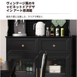スタイリッシュな黒キャビネット| 多層板とガラス製 | ダイニングやリビングに最適 | おしゃれな収納ソリューション fcr-4814