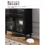 スタイリッシュな黒キャビネット| 多層板とガラス製 | ダイニングやリビングに最適 | おしゃれな収納ソリューション fcr-4814