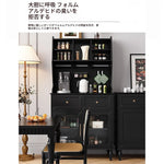 スタイリッシュな黒キャビネット| 多層板とガラス製 | ダイニングやリビングに最適 | おしゃれな収納ソリューション fcr-4814