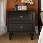 モダンでスタイリッシュなナイトテーブル - 便利な2段引き出し付き、ブラック多層板仕上げ fcr-4816