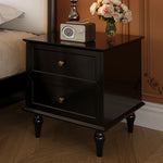 モダンでスタイリッシュなナイトテーブル - 便利な2段引き出し付き、ブラック多層板仕上げ fcr-4816