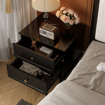 モダンでスタイリッシュなナイトテーブル - 便利な2段引き出し付き、ブラック多層板仕上げ fcr-4816